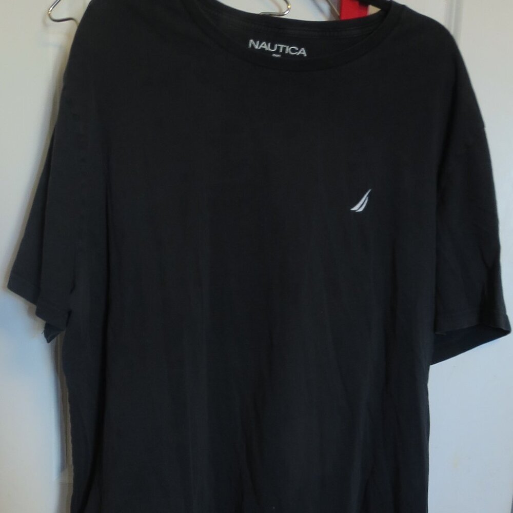 Men's Nautica 3 XL Black Short Sleeve T-Shirt with 2 small bleach stains
